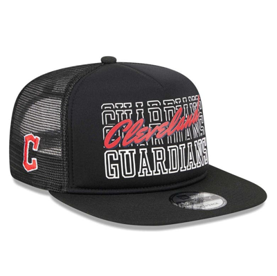 Shop New Era Black Cleveland Guardians  Street Team A-frame Trucker 9fifty Snapback Hat