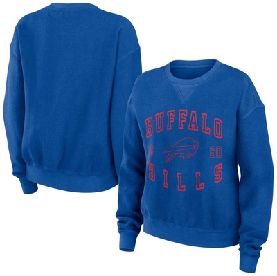 Shop Wear By Erin Andrews Royal Buffalo Bills Vintage Rib-knit Cord Modest Crop Pullover Sweatshirt