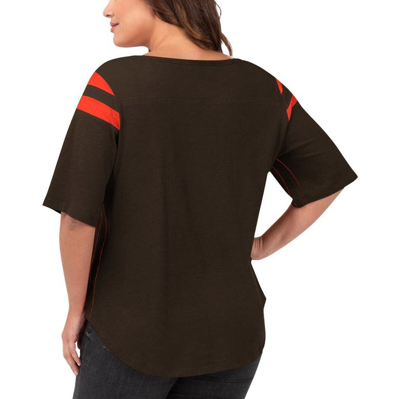 Shop G-iii 4her By Carl Banks Brown Cleveland Browns Plus Size Linebacker T-shirt