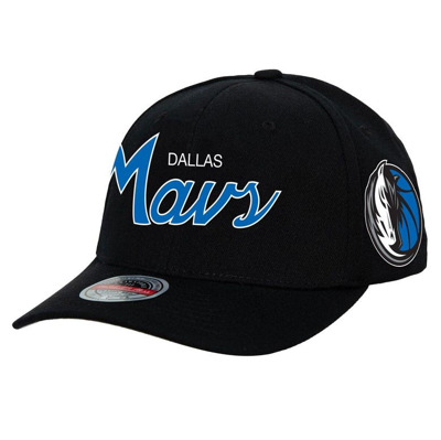 Shop Mitchell & Ness Black Dallas Mavericks Mvp Team Script 2.0 Stretch-snapback Hat