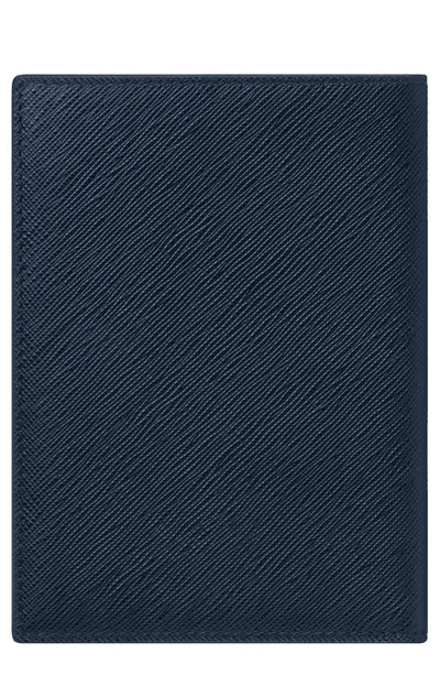 Shop Montblanc Sartorial Leather Passport Case In Ink Blue