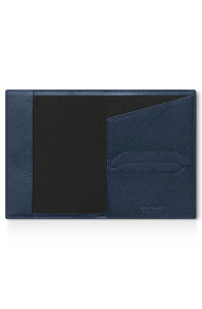 Shop Montblanc Sartorial Leather Passport Case In Ink Blue