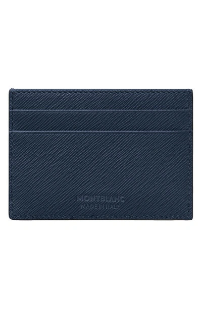 Shop Montblanc Sartorial Leather Card Case In Ink Blue