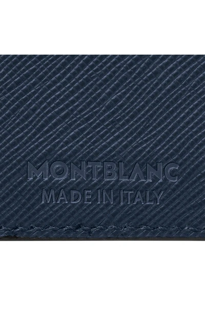 Shop Montblanc Sartorial Leather Card Case In Ink Blue