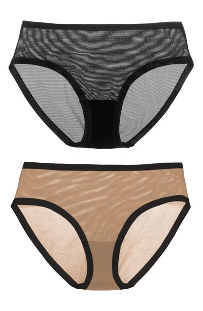 Shop Eby 2-pack Sheer Panties In Marguax/ Black