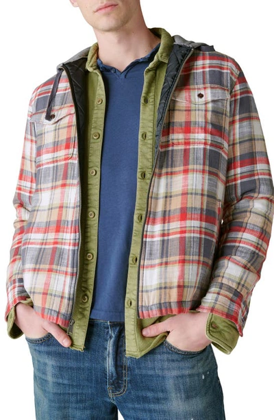 Shop Lucky Brand Hooded Fleece Workwear Jacket In Multi Plaid