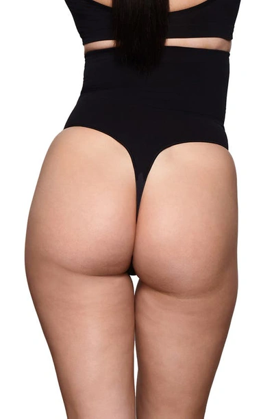 Shop Skims High Waist Shaper Thong In Onyx