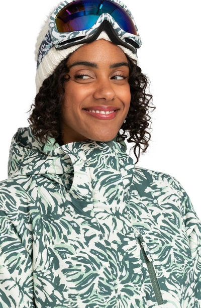 Shop Roxy Jetty Waterproof Snow Jacket In Dark Forest Wild