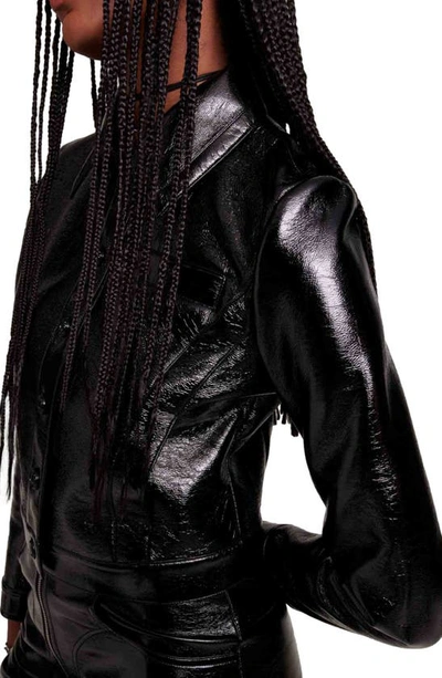 Shop Maje Binyla Crop Faux Leather Jacket In Black