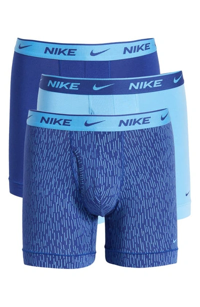 Shop Nike Dri-fit Essential Assorted 3-pack Stretch Cotton Boxer Briefs In Rain Print