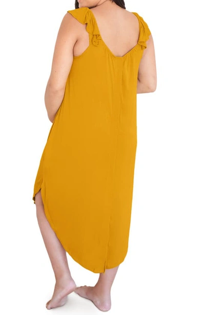 Shop Kindred Bravely Ruffle Labor & Delivery Maternity Dress In Honey
