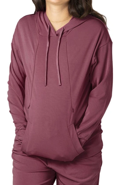 Shop Kindred Bravely Relaxed Fit Nursing Hoodie In Fig