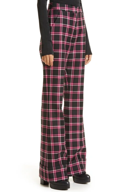 Shop Smythe Plaid Cuffed Wool Pants In Pink/ Black Plaid