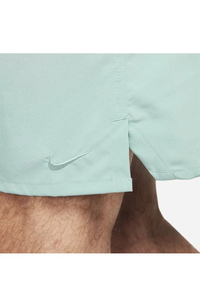 Shop Nike Dri-fit Unlimited Training Shorts In Mineral/ Mineral/ Mineral