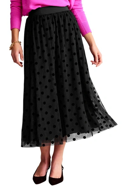 Shop Boden Polka Dot Tulle A-line Skirt In Black Spot