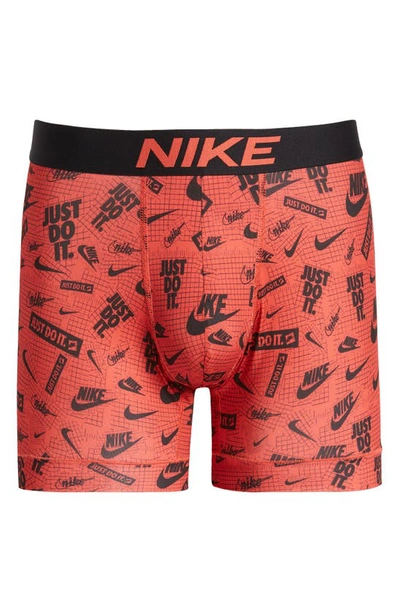 Shop Nike Dri-fit Essential Micro Boxer Briefs In Multi Logo Print