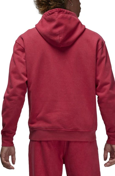 Shop Jordan Flight Essentials Washed Fleece Cotton Hoodie In Cardinal Red