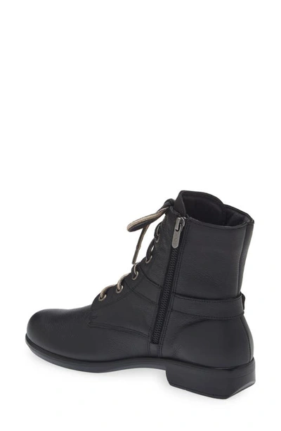 Naot Alize Zip Combat Boot In Soft Black Leather