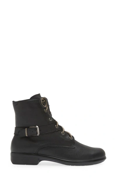 Shop Naot Alize Zip Combat Boot In Soft Black Leather