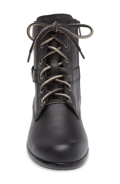 Naot Alize Zip Combat Boot In Soft Black Leather
