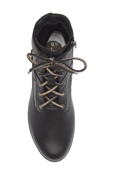 Naot Alize Zip Combat Boot In Soft Black Leather