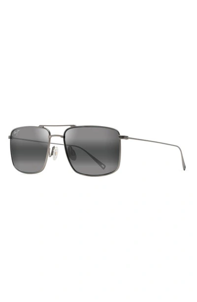 Shop Maui Jim Aeko 55mm Polarizedplus2® Aviator Sunglasses In Matte Titanium