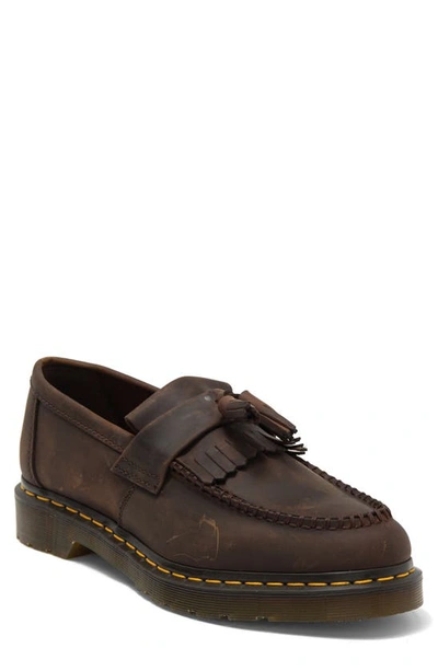 Dr. Martens' Adrian Crazy Horse Leather Tassel Loafers In Dark Brown