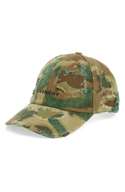 Shop Givenchy Embroidered Camouflage Baseball Cap In Green/ Brown/ Khaki