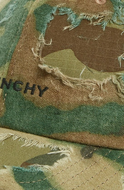 Shop Givenchy Embroidered Camouflage Baseball Cap In Green/ Brown/ Khaki
