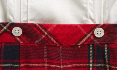 Shop Rachel Riley Piped Cotton Button-up Shirt & Tartan Shorts Set In Red