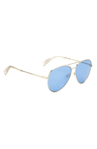 Shop Rag & Bone 59mm Aviator Sunglasses In Gold Beige/ Blue