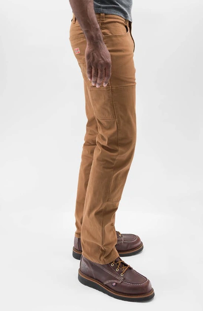 Shop Devil-dog Dungarees Stretch Cotton Carpenter Pants In Butterscotch