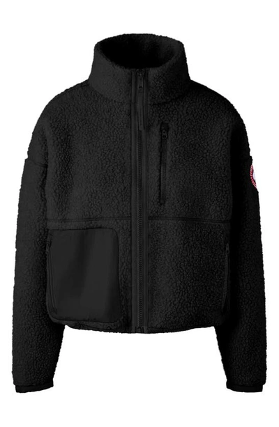 Shop Canada Goose Simcoe Wool Blend Fleece Jacket In Black - Noir