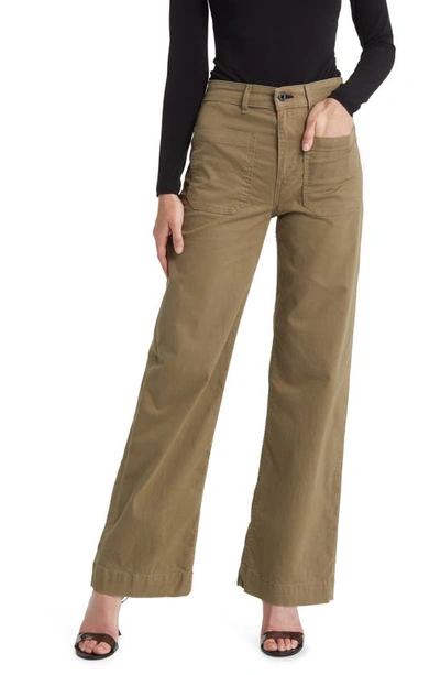 Shop Askk Ny Sailor Wide Leg Twill Utility Pants In Olive