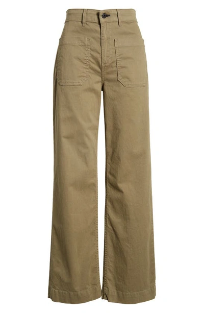 Shop Askk Ny Sailor Wide Leg Twill Utility Pants In Olive