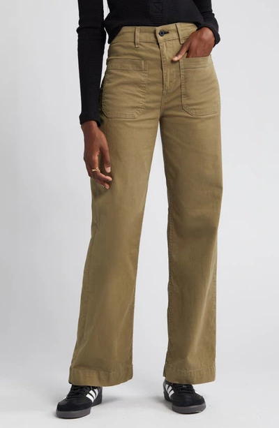 Shop Askk Ny Sailor Wide Leg Twill Utility Pants In Olive