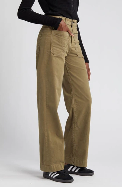 Shop Askk Ny Sailor Wide Leg Twill Utility Pants In Olive