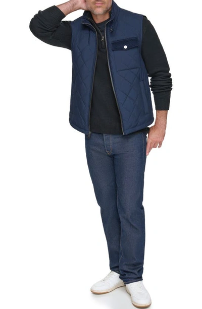 Andrew Marc Barnet Water Resistant Quilted Vest In Ink