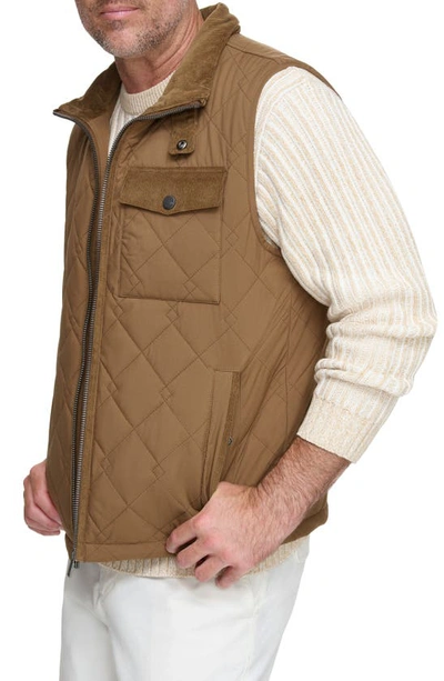 Andrew Marc Barnet Water Resistant Quilted Vest In Sepia