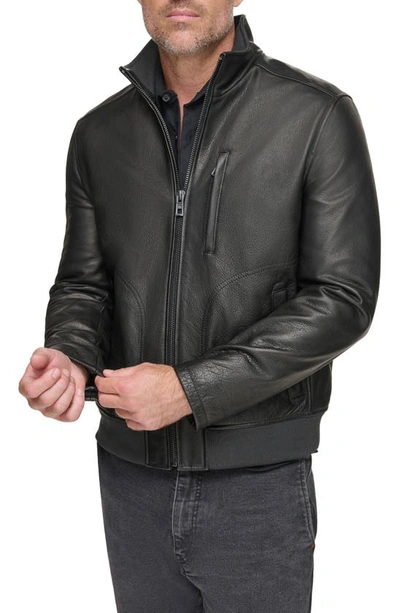 Shop Andrew Marc Lindley Leather Jacket In Black