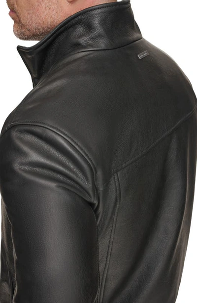 Shop Andrew Marc Lindley Leather Jacket In Black