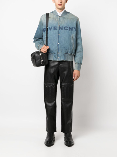Shop Givenchy Giacca In Denim Con Logo In Blue