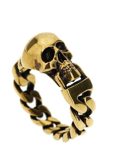 Shop Alexander Mcqueen 'skull' Ring In Gold