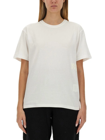 Shop Alexander Wang Embossed Logo T-shirt In White