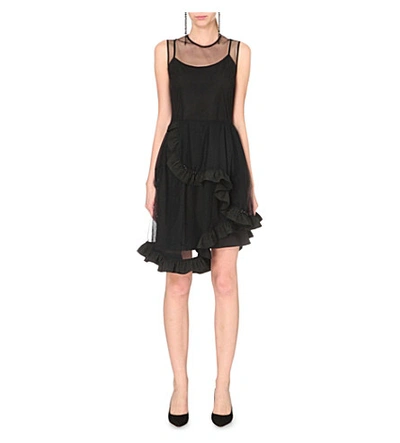 Simone Rocha Dress With Sheer Ruffled Tulle Overlay In Black