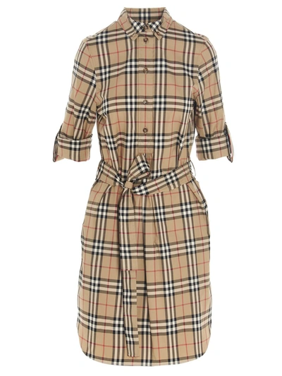Shop Burberry 'giovanna' Dress In Beige