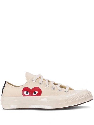 Shop Comme Des Garçons Play Heart Logo Sneakers In White