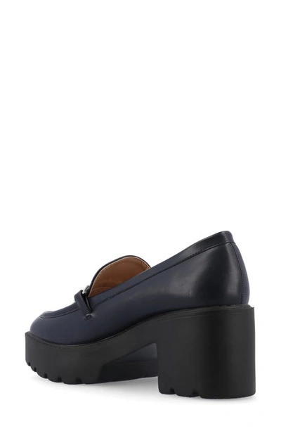 Journee Collection Kezziah Platform Loafer Pump In Navy