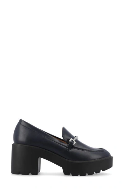 Journee Collection Kezziah Platform Loafer Pump In Navy