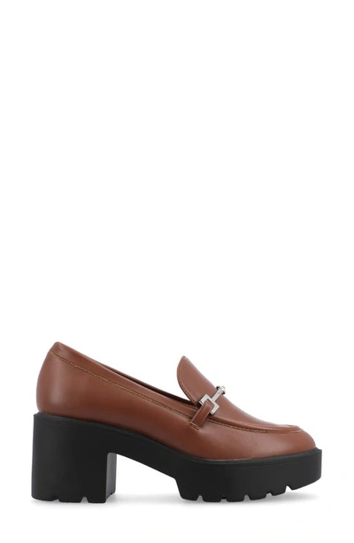 Journee Collection Kezziah Platform Loafer Pump In Brown